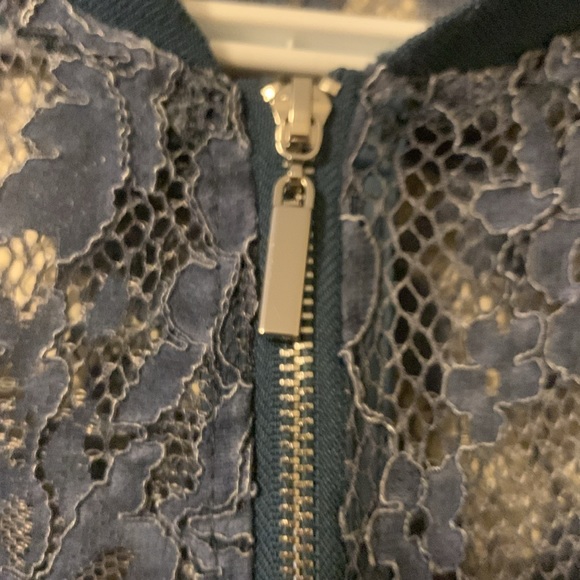 Zara Blue Lace Bomber Jacket-size L-NWOT - Picture 4 of 9